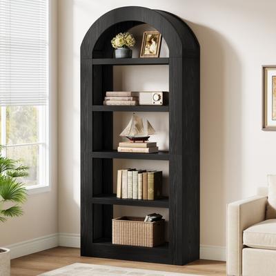 BLUEBELL 70.9'' Tall Brown Arched Bookshelf with Storage