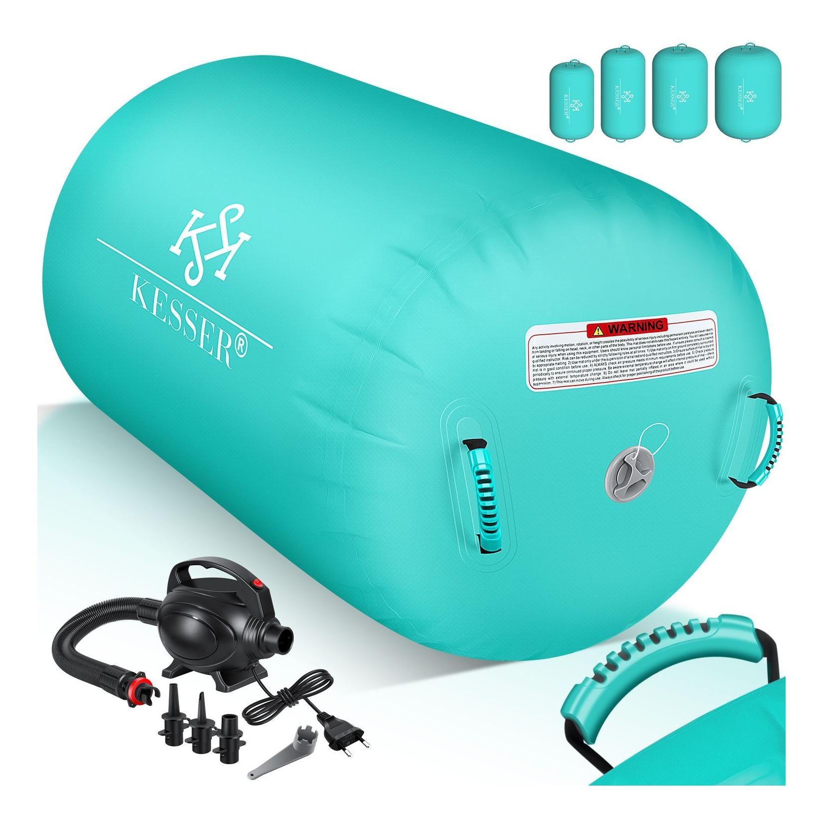KESSER® Aufblasbare Air Roll Airtrack, Gymnastik-Rolle inkl. Tragetasche & elektr. Luftpumpe Barrel Gymnastik Tumbling Yoga Gymnastik Rolle Gymnastikmatte, Fitnessrolle