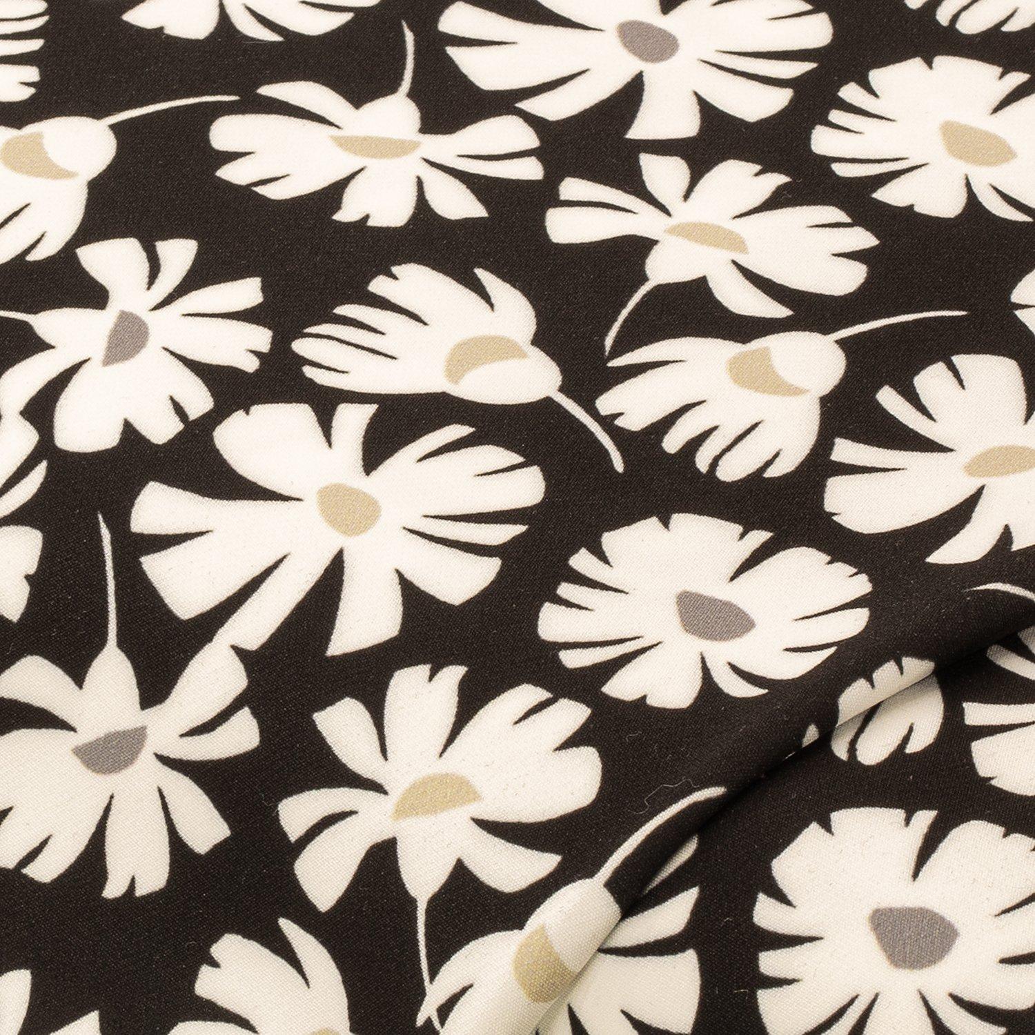 Stretch-Blusenstoff "Blumen", schwarz-color