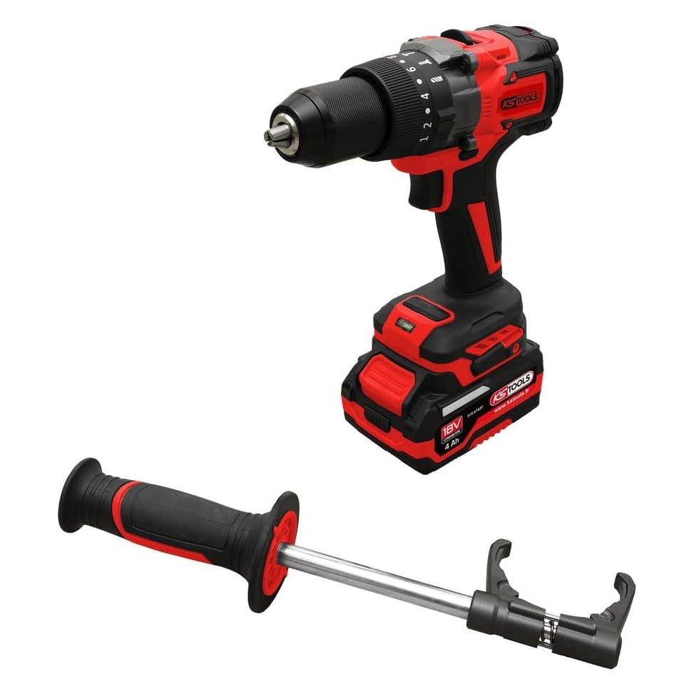 KS Tools Akku-Bohrschrauber mit 18V, 2 Akkus, 150Nm Drehmoment, Schlag- und Bohrmodus (Bohrschrauber, Schlagbohrmaschine) (515.4730F)