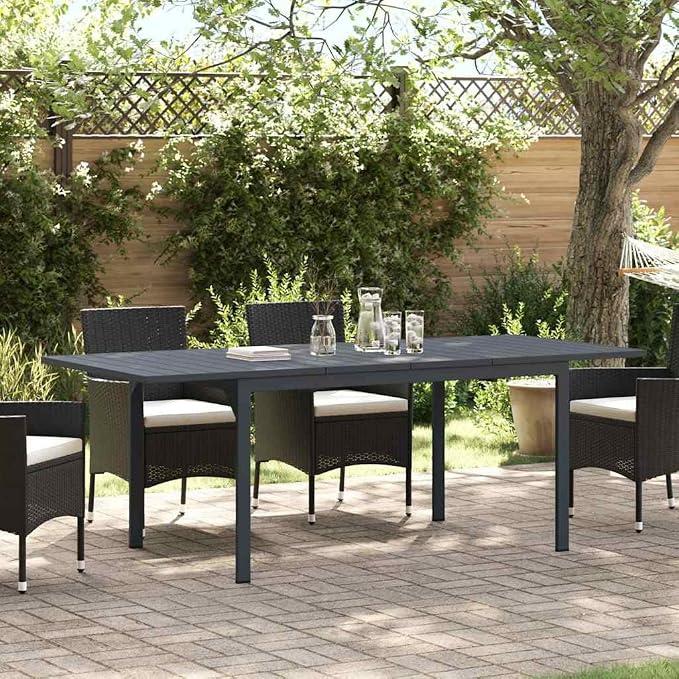 Ausziehbarer Gartentisch Stahl Anthrazit 210x90x73 cm | Klappbar, wetterbeständig, rechteckig, platzsparend, für Terrasse und Garten