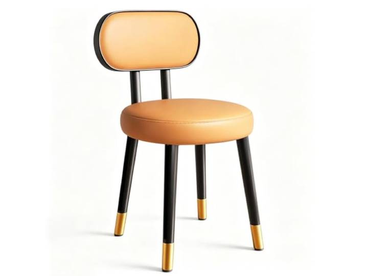 Moderner Esszimmerstuhl, Runder Schminkhocker, Mehrzweck-Akzentstuhl Bequemer Schminkstuhl Mit Rückenlehne, Beinen Aus Kohlenstoffstahl, For Schminktisch(Orange)
