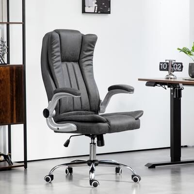 HOMCOM High Back Office Chair with Flip-up Arms and Tilt Function