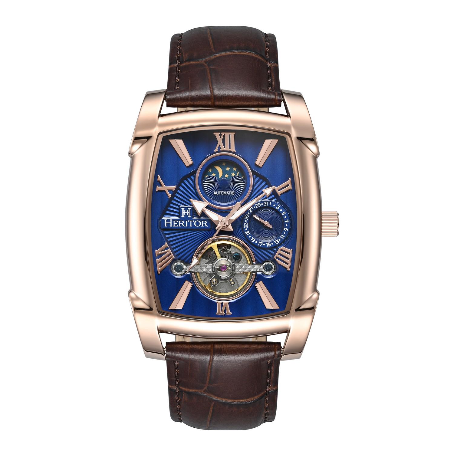 Heritor Automatic Valentin leren band horloge met datum