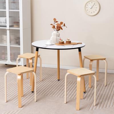 Lirago Stackable Stools Set of 4 with Square Top and Rounded Corners