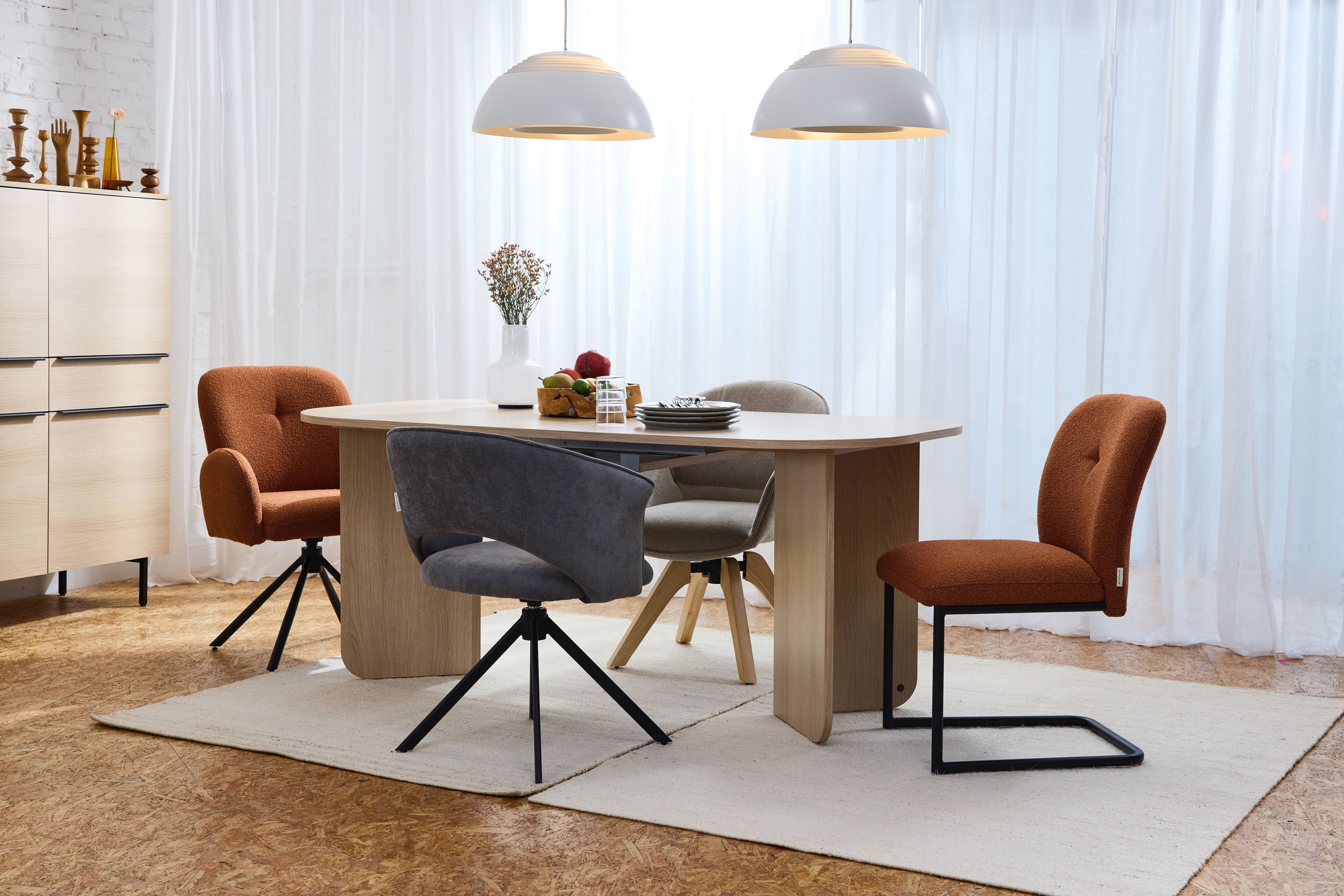 Armlehnstuhl TOM TAILOR HOME "PEBBLE ARMCHAIR", schwarz (rusty rot, schwarz, schwarz, slo 10 rusty rot), B:63cm H:87cm T:63,5cm, Metall, Stoff, Stühle, Armlehnstuhl, Esszimmerstuhl, mit Armlehnen, 4-Fussgestell, 140 kg belastbar, drehbar rusty rot, schwar