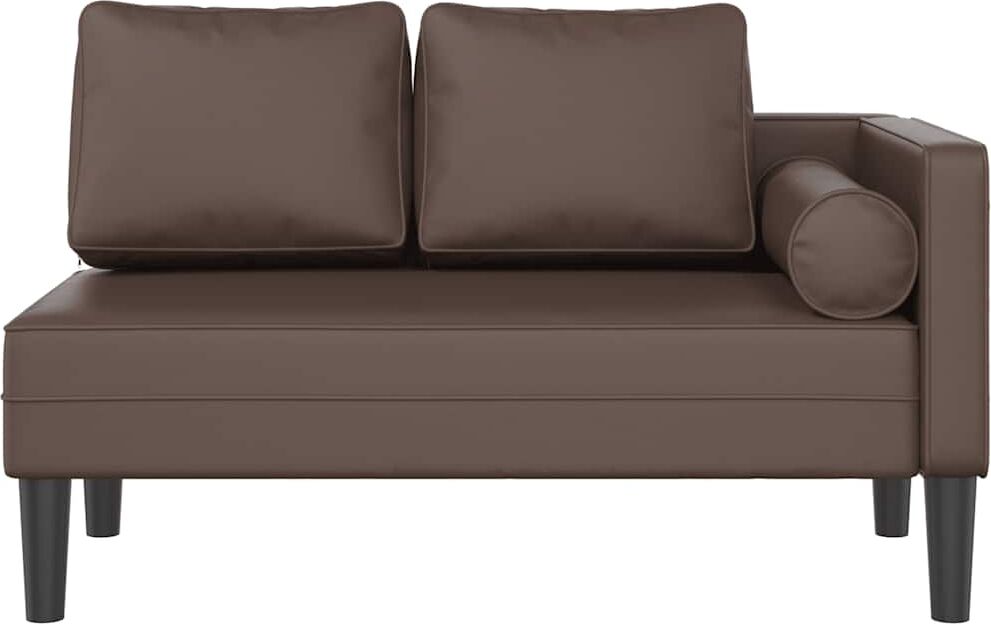 vidaXL Chaise longue avec coussins marron similicuir