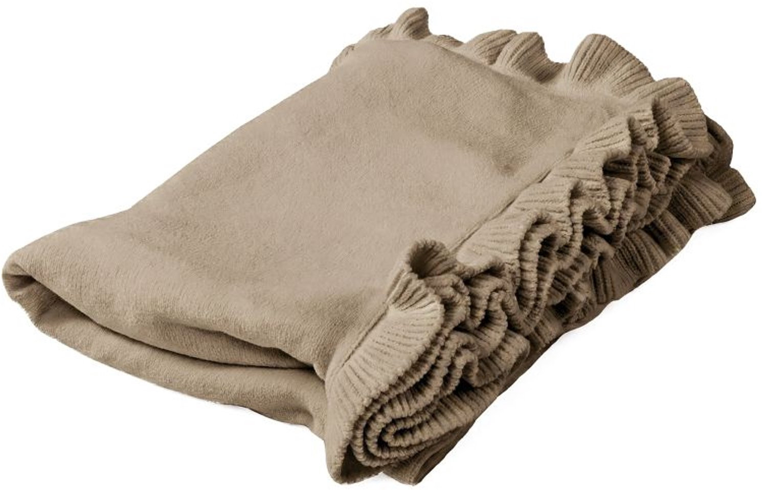 Tiseco Deken RUFFLETTE Gebreid Plaid Taupe 130 x 170 cm