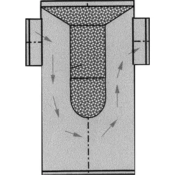 Schalldämpfer Edelstahl T-Form mit abnehmbarer Bodenplatte 150 mm Anschlussstutzen