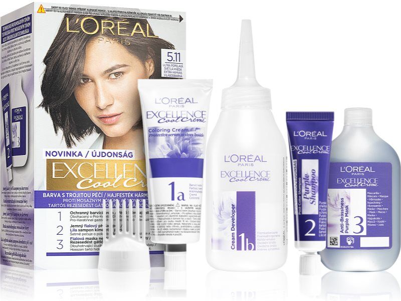 L’Oréal Paris Excellence Cool Creme coloration cheveux teinte 5.11 Ultra Ash Light Brown 1 pcs