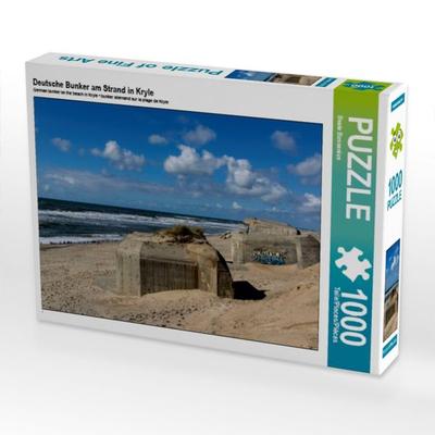 CALVENDO Puzzle Deutsche Bunker am Strand in Kryle | 1000 Teile Lege-Größe 64x48cm Foto-Puzzle für glückliche Stunden