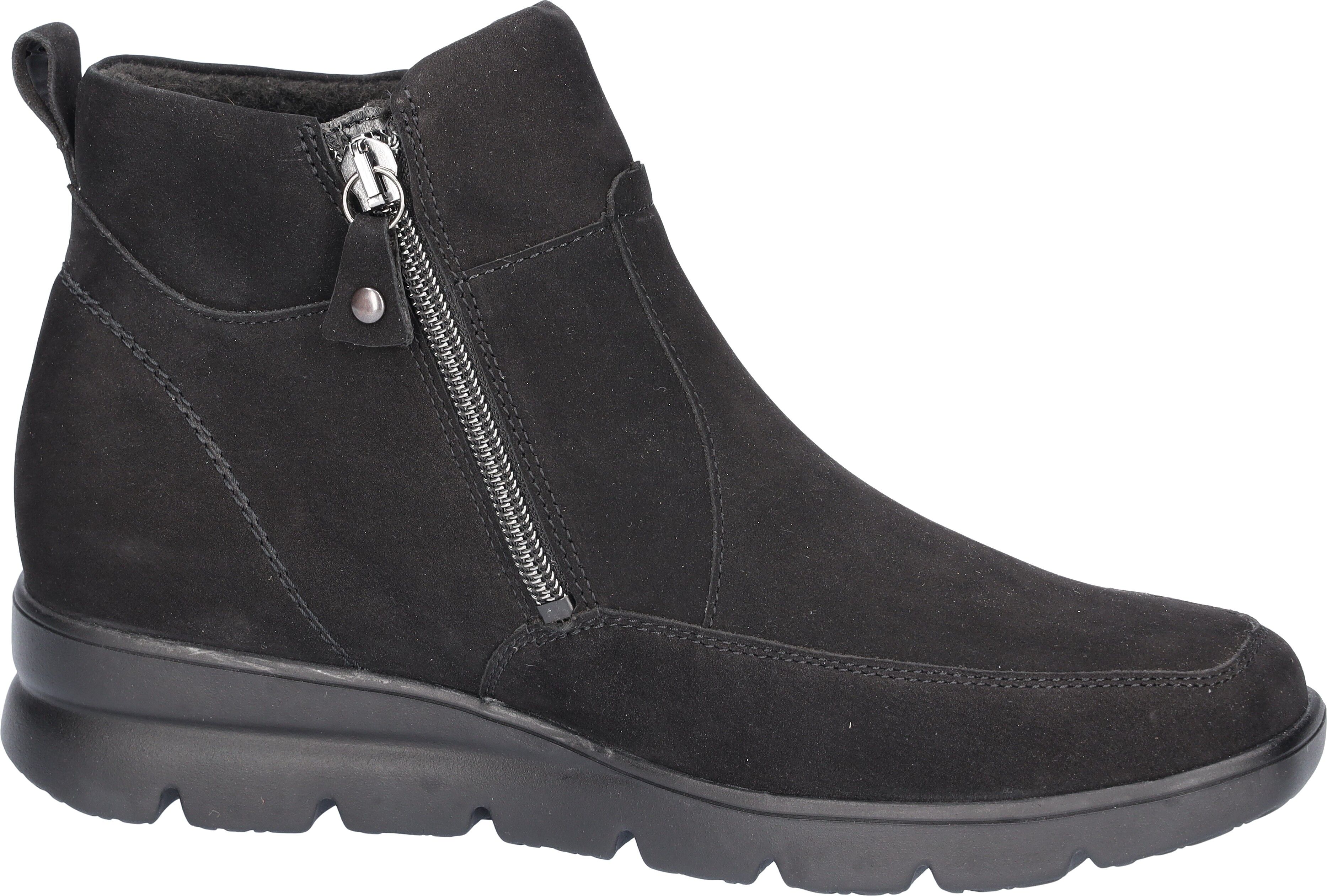 Schlupfboots WALDLÄUFER "H-BRUNI", Damen, Gr. 8 (42), Warmfutter, schwarz, Nubukleder, unifarben, Schuhe Schlupfboots, Winterboots, Stiefelette, Bequemschuh in Komfortweite G (= weit) schwarz 8 (42), Warmfutter