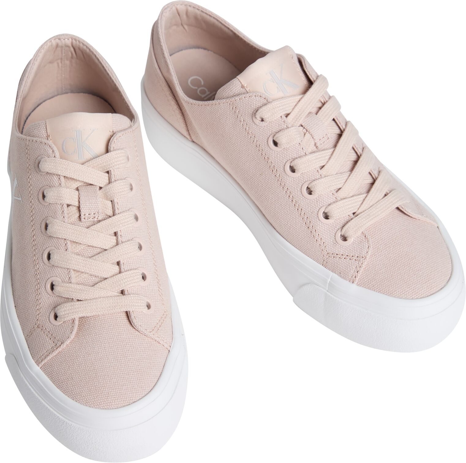 Plateausneaker CALVIN KLEIN JEANS "VULC FLATFORM LOW CV MG", Damen, Gr. 38, Textil, rosa (rose), unifarben, Schuhe Plateausneaker, Schnürschuh, Freizeitschuh, Halbschuh mit seitlichem Logo rose 38, Textil