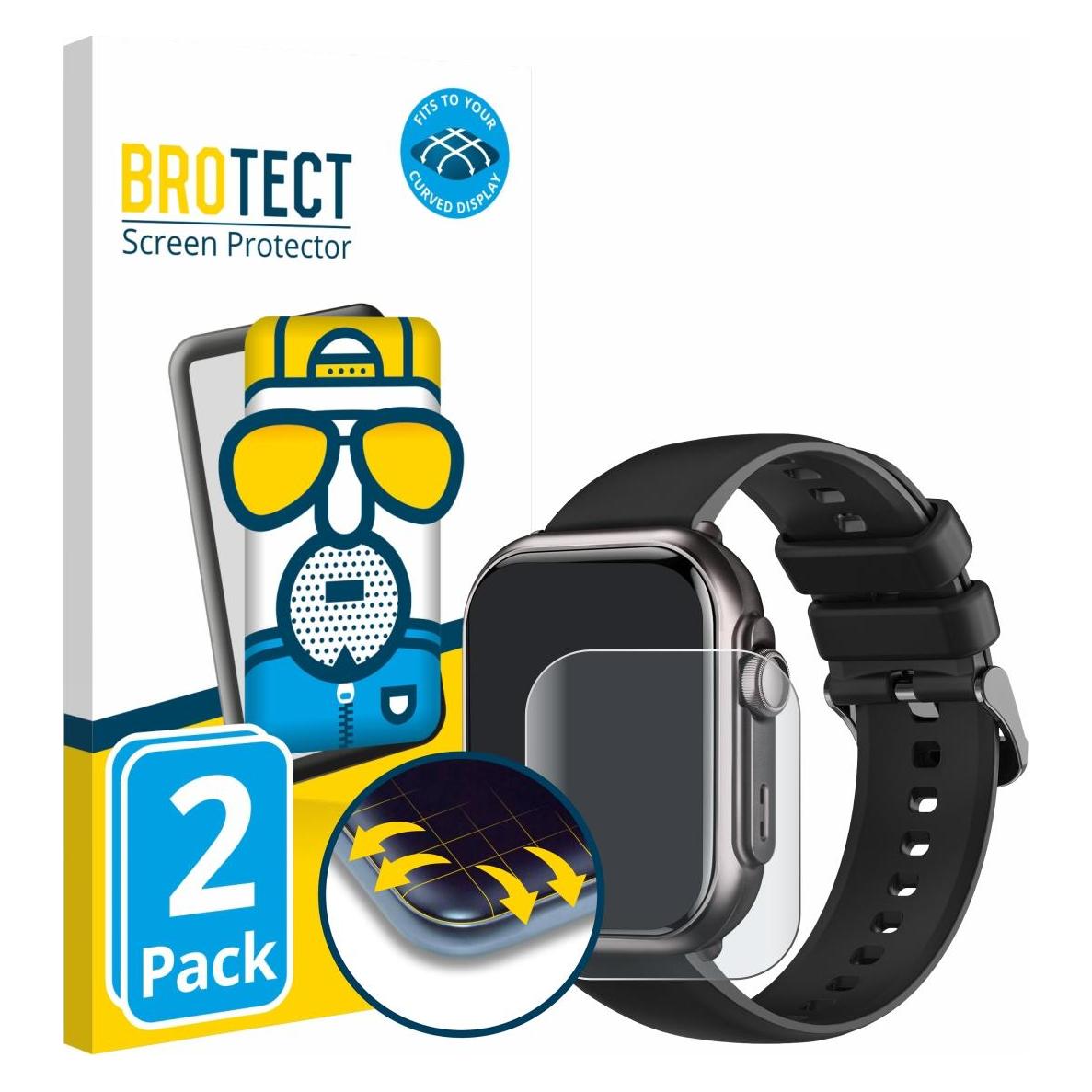Brotect Fullscreen für Fosmet Smartwatch 1.83" Schutzfolie Displayschutz Folie Matt Entspiegelungsfolie (5660622)