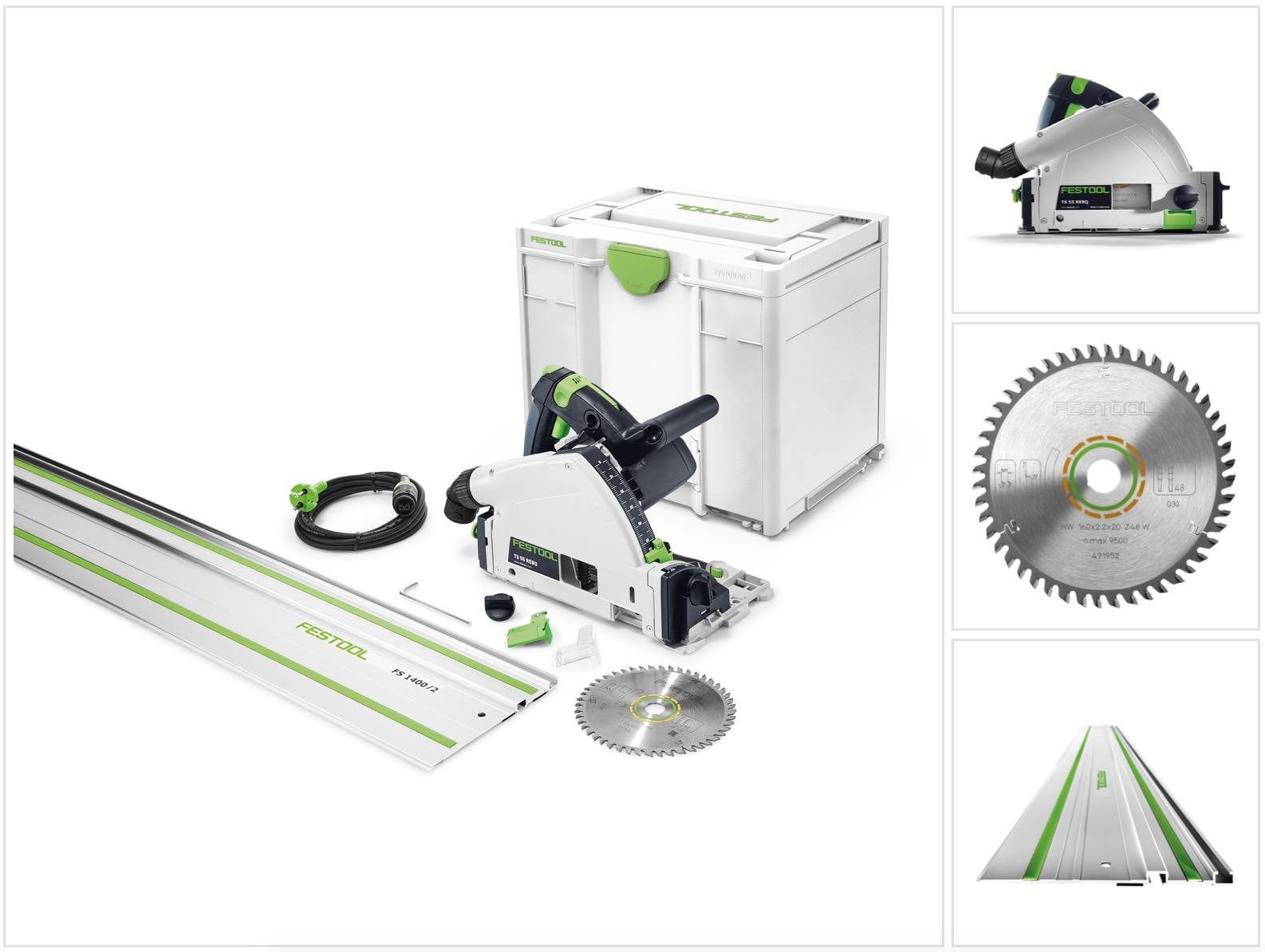 Festool TS 55 REBQ-PLUS-FS invalcirkelzaag 1200 W 160 mm met geleiderail