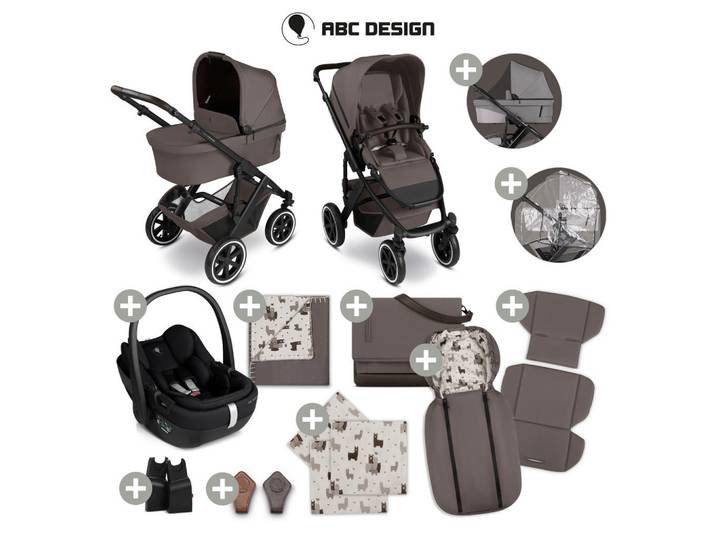 ABC Design Kinderwagenset, Graubraun, Textil, Graubraun, Alpaka, 63x107.5x95.5 cm, EN 1888, UV 50+, Reach, ECE R 129 i-Size, Feststellbremse, Fussstütze abklappbar, Federung, Verdeckung abnehmbar, 5-Punkte-Gurt, Doppelbremse, Griff in Lederoptik, Transportsicherung, Sitz umsetzbar, abnehmbarer Schutzbügel, Teleskopgriff,5-Punkt-Gurtsystem, abnehmbarer und waschbarer Bezug, Sonnendach, Isofix-Befestigung,5-Punkt-Gurt, Gurtschoner, Schutzbügel abnehmbar, Sitz umsetzbar, Sportsitz mit verlängertem Verdeck,Matratze, zusammenklappbar, Bezug abnehmbar, Bezug abnehmbar und waschbar, Matratze mit Memory-Schaum, Baby on Tour, Kinderwagen, Kombikinderwagen
