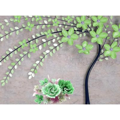 Fototapete PAPERMOON "Baum mit Blumen", bunt, B:4,5m L:2,8m, Vlies, Tapeten