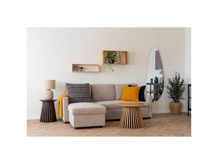 Ecksofa Beige Webstoff 150 x 87 x 218cm