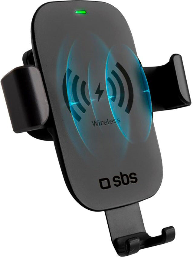 SBS Gravity Mobilholder til Bil m. Trådløs Opladning Qi 10W - Max Mobil: 55mm - 90mm - Sort