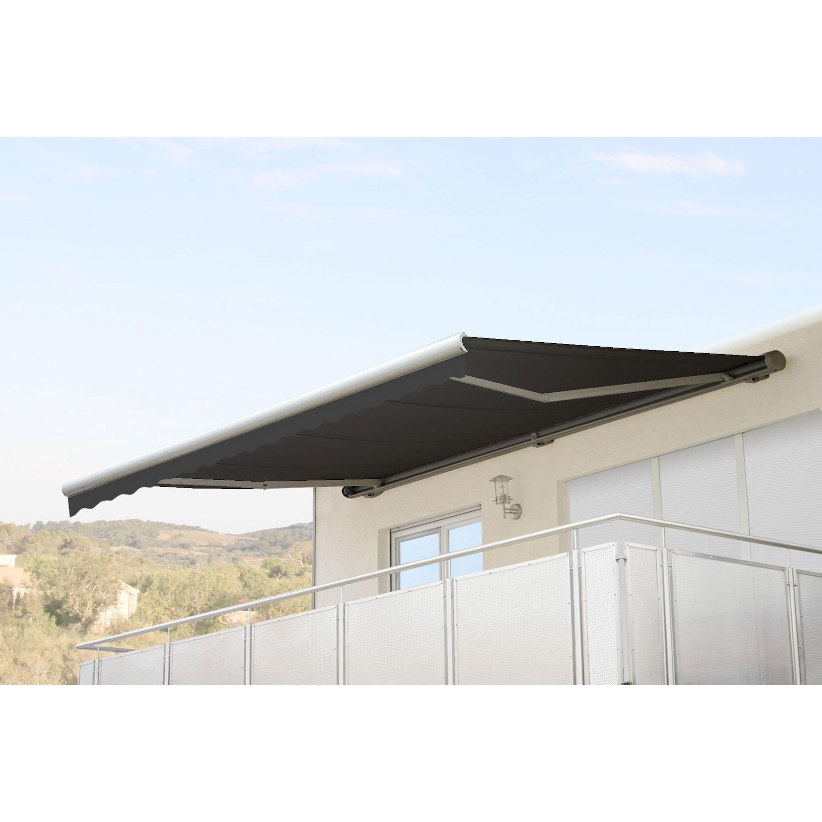 Elektrische Kassetten-Markise H124, Vollkassette Volant 5x3m ~ Polyester Anthrazit