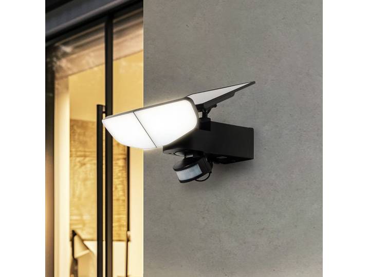 Applique murale à cellule solaire Naelin avec capteur, noire - Lindby - Balcon - Moderne - Plastique - Multi-ampoules
