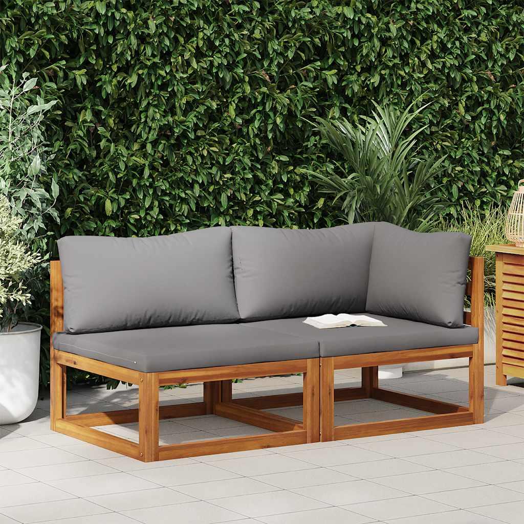 Maison Exclusive - 2-tlg. Sofa-Set mit dunkelgrauen Kissen Akazie Massivholz