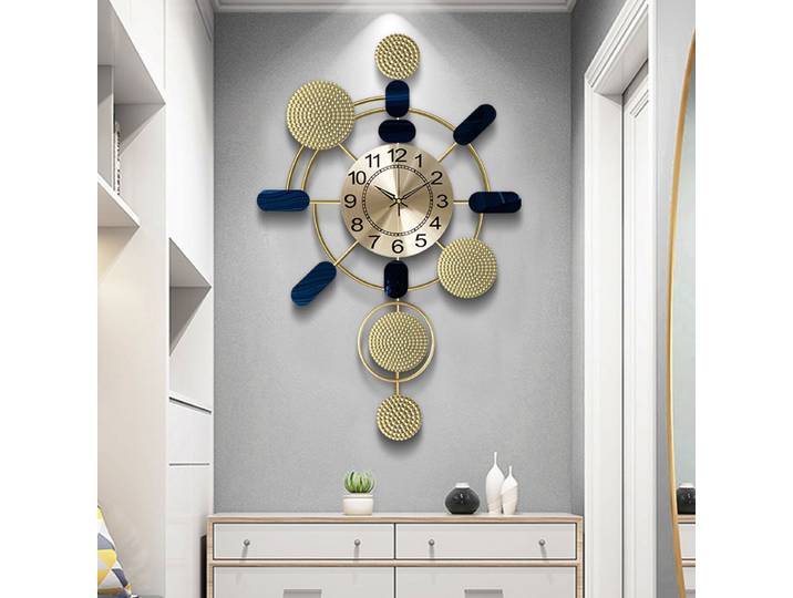 Horloge murale de style chinois, horloge murale de luxe légère pour le salon, horloge murale créative simple et tendance
