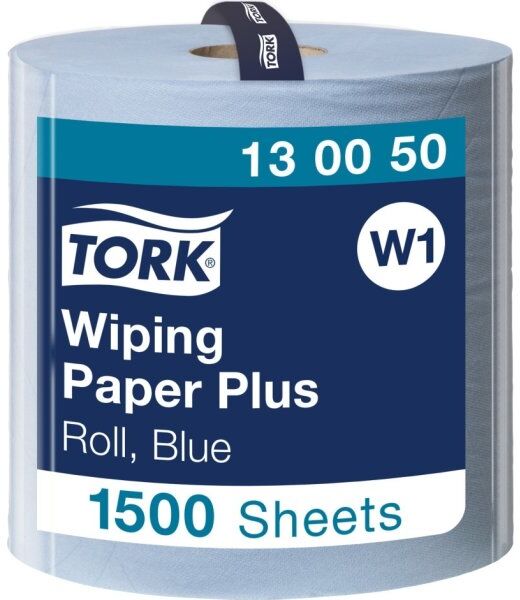 Tork W1 Plus Aftørringspapir, Blå, 2-Lag, 1 Rl