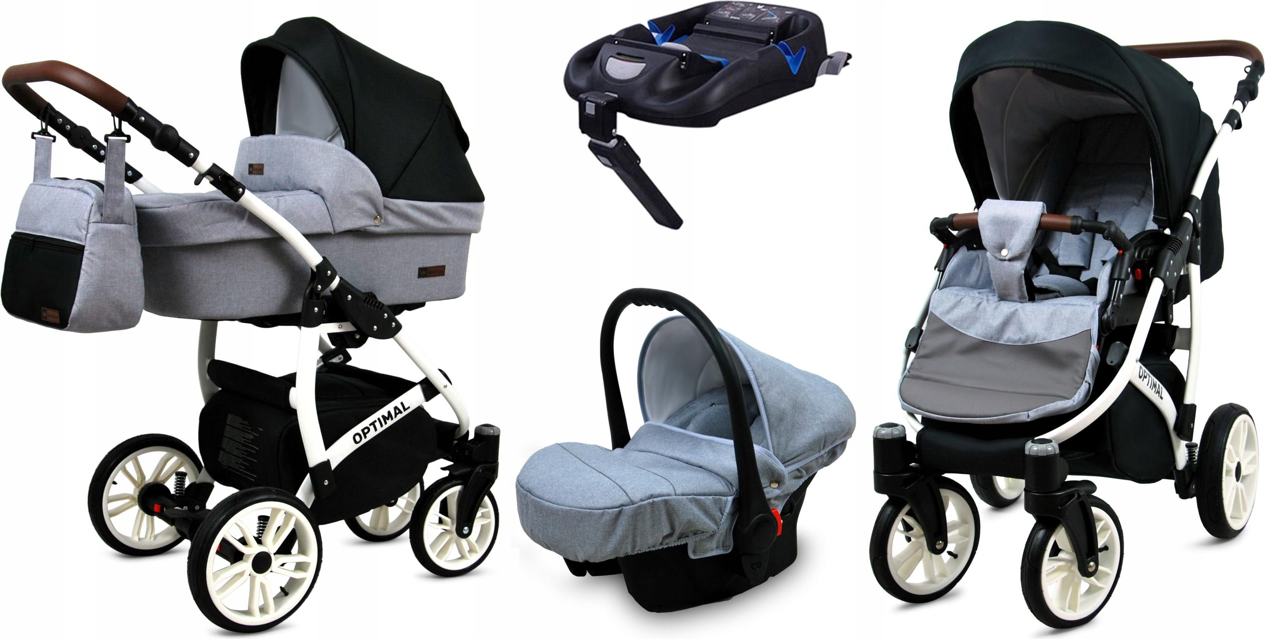 BabyLux Optimal | 4in1 Kinderwagen Set | Silver Flex Black | Kombikinderwagen | Kinderwagenset