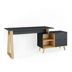 Vicco Schreibtisch Bürotisch Arbeitstisch Nautica Anthrazit XL Ablage Basteltisch