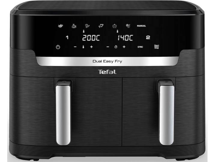 Tefal Heißluftfritteuse Dual Easy Fry XXL, 2 Schubladen mit gesamt 11L Kapazität, 7 Programme, MyTefal App, 2700 W, Heissluftfritteuse Doppelkammer, energie- & zeitsparend, EY9428
