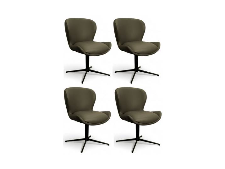 4er Set Esszimmerstühle Nicklas - Drehbar, Echtleder Olivgrün