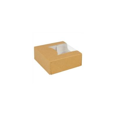 Kraftkarton mit Sushi-Fenster 10x10x4cm 50un