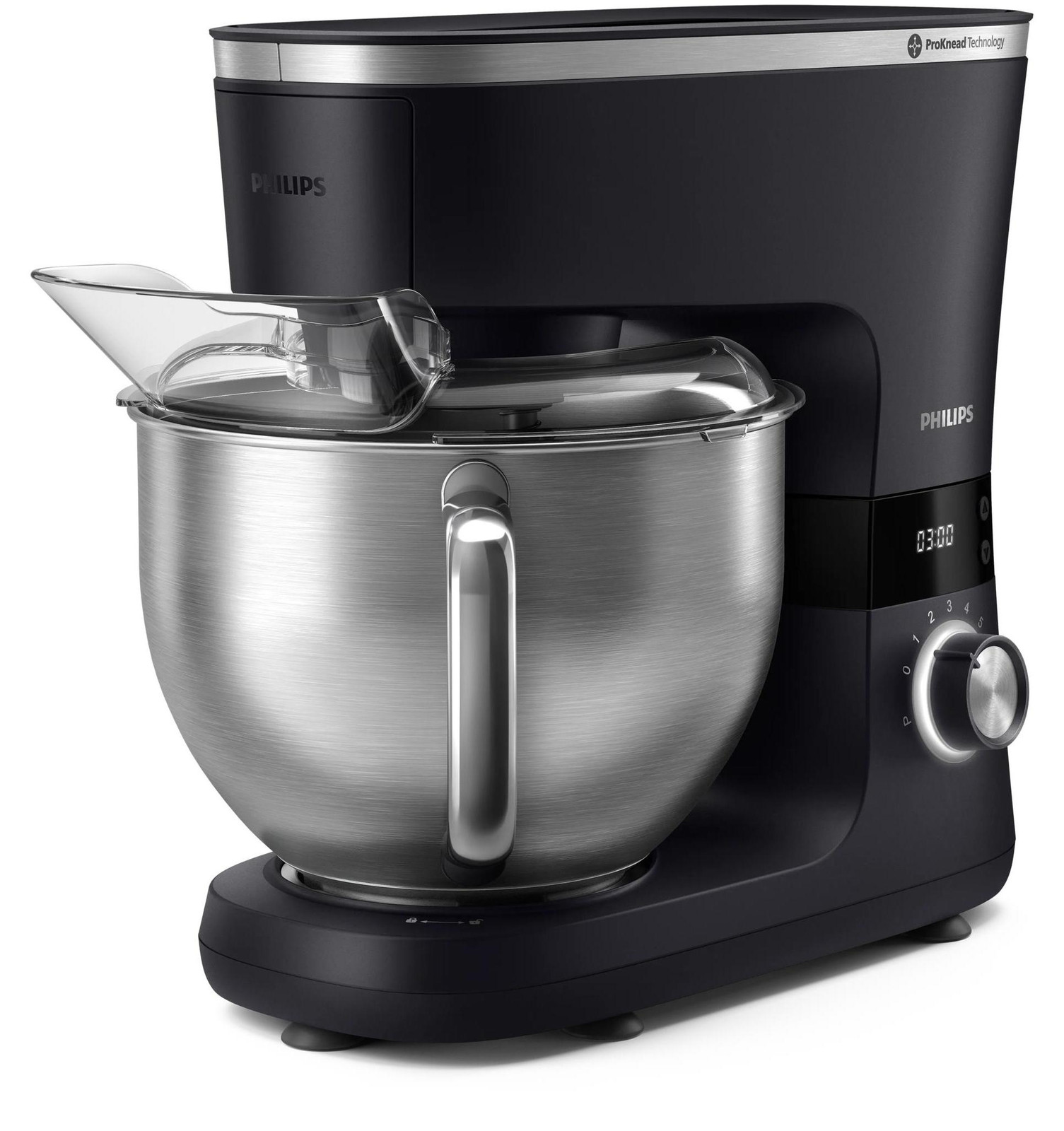 Philips keukenmachine 7000-serie HR7962/01, 5,5 liter, zwart, 1000 watt, met deeghaak, garde en mengkom