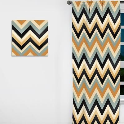 DESIGN ART "Designart ""Beige And Black Modern Chic Chevron Pattern"" Chevron Curtain - Blackout Chevron Curtain - 1 Panel"