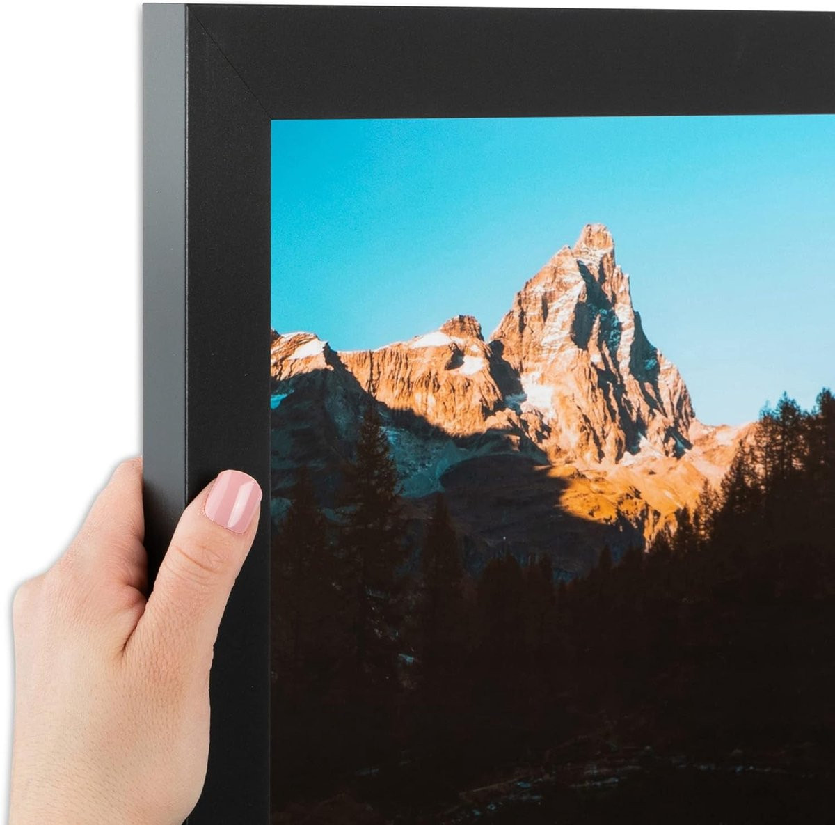 Zwarte fotolijst posterframe met verwisselbare passe-partout, 8x20 inch