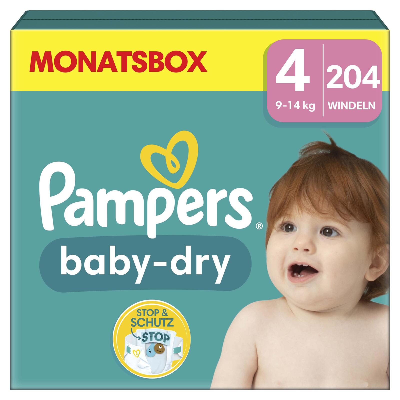 Pampers® Windeln Baby Dry Größe 4 204ST für Babys und Kleinkinder (4-18 Monate) 8006540785034