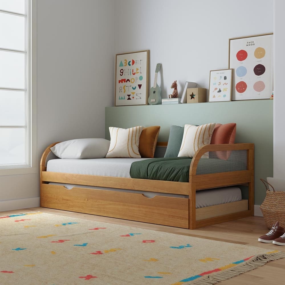 ID Kids Pack lit enfant gigogne avec matelas noisette 90x190 cm Marron 196x67x97cm