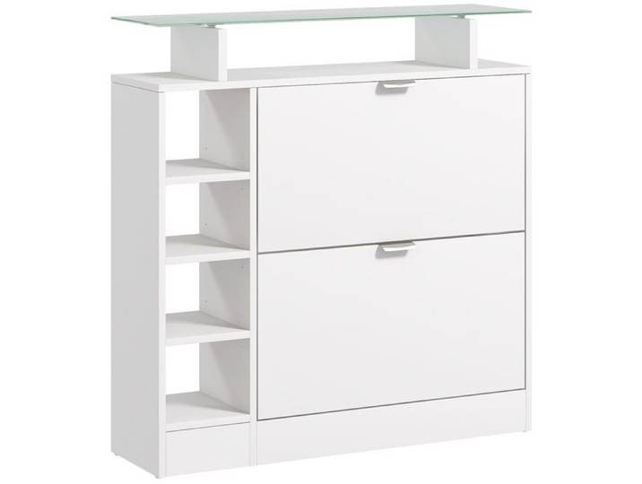Meuble à Chaussures moderne2 Tiroirs 12 Paires 89x25x92 cm Blanc MEUBLE A CHAUSSURES