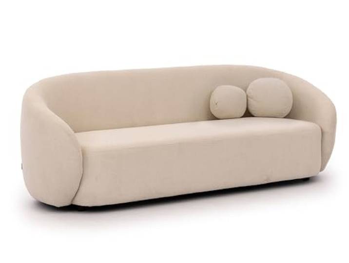 S-Style Möbel Sofa Couch - 3 Sitzer - Bouclé-Stoff - Freistehend - Bloom Cremeweiß