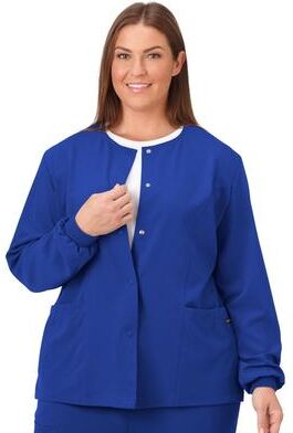 Plus Size Women's Jockey Scrubs Women's Snap to it Warm-Up Jacket by Jockey Encompass Scrubs in Galaxy (Size L(14-16))