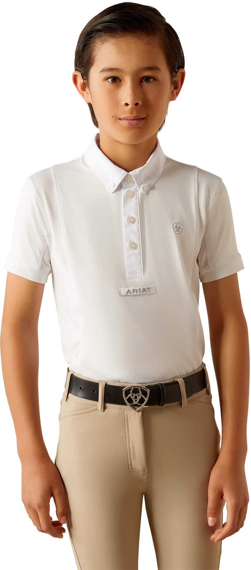 Kid's TEK Show Shirt in White, Size: Medium Regular by Ariat