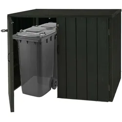 XL 2er-/4er-WPC-Mülltonnenverkleidung MCW-J28, Premium Mülltonnenbox, Metall Holzoptik, erweiterbar ~ anthrazit