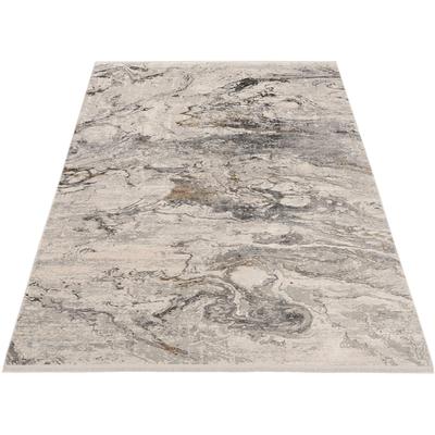 Teppich OCI DIE TEPPICHMARKE "BESTSELLER YOU", grau (grau, goldfarben), B:240cm H:8mm L:300cm, Viskose, Teppiche, Teppich, Glanz Viskose, mit Fransen, Hoch Tief Struktur, Vintage, Wohnzimmer