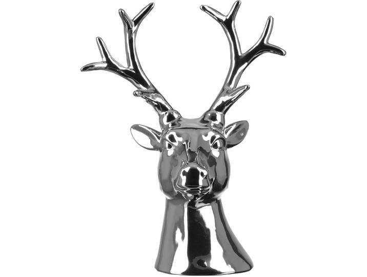 Weihnachtsfigur FINK Hirschkopf, REMO , silber (silberfarben), B:20cm H:25cm T:12cm, Keramik, Dekofiguren, Weihnachtsfigur, Tierfigur, Weihnachtsdeko aus Keramik, Höhe ca. 25 cm