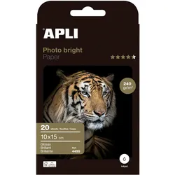 Apli INK Fotopapier Bright 240 g 10 x 15 cm 20 Blatt (240 g/m2, 10 x 15 cm, 20 Stk.), Fotopapier
