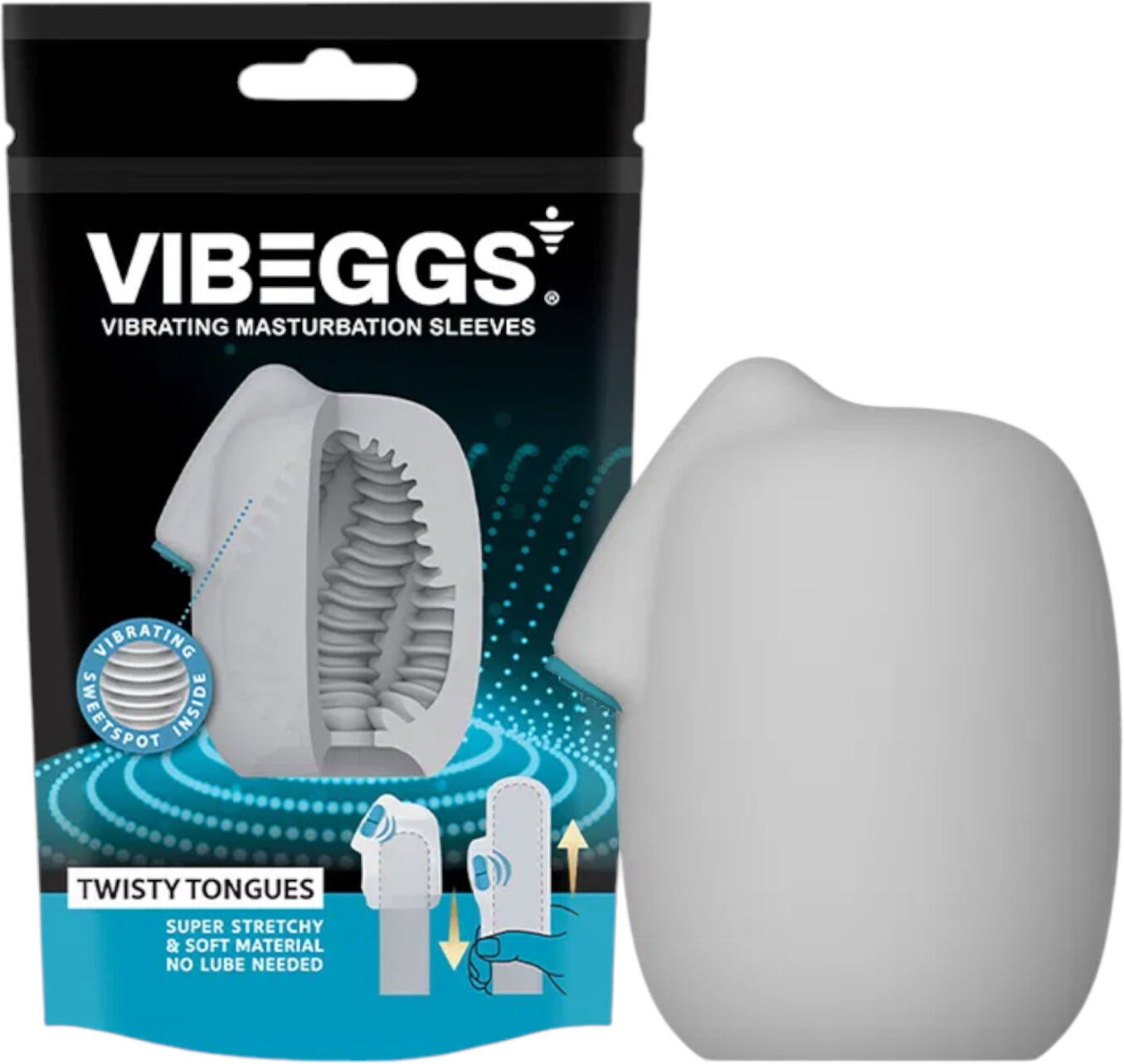 VIBEGGS Twisty Tongues - vibrating egg masturbator (white)