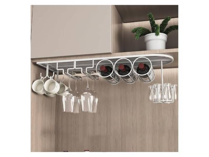 Industrielle schwimmende Weinregale, Weinflaschen- und Glashalter Moderner Foto-Aufbewahrungshalter aus Eisen für die Esszimmerbar(White,80x25cm)