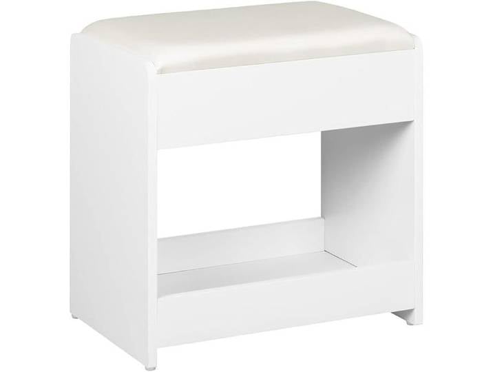 Hzuaneri Tabouret de coiffeuse rembourré Blanc 26x40x40 cm avec patins antidérapants pour chambre