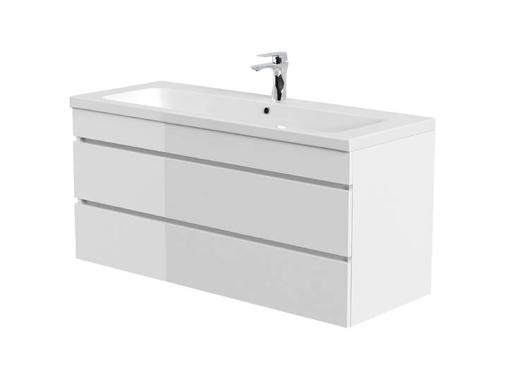 Meuble vasque Fellini 120cm Blanc/Blanc brillant